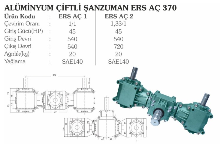 Alüminyum Çiftli Şanzuman ERS AÇ 370